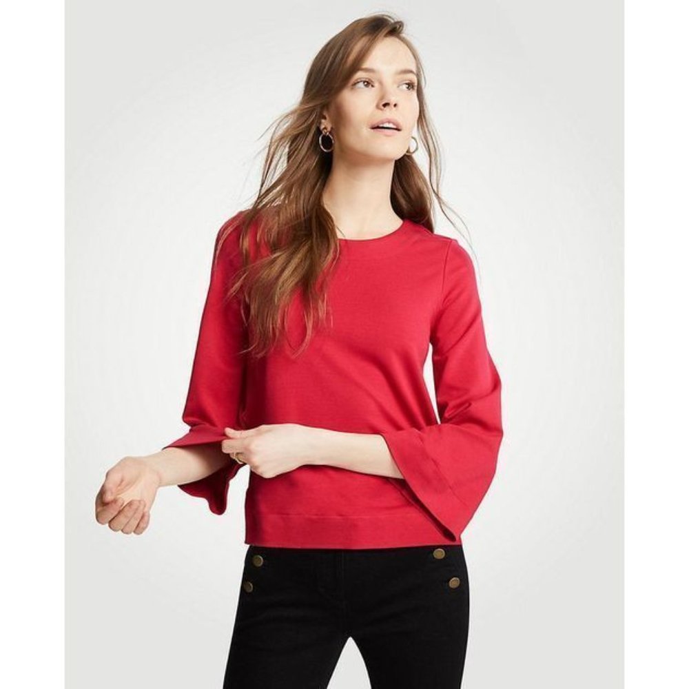 Ann Taylor Women's Ponte Bell Sleeve Top, Pink, size XL, NWT